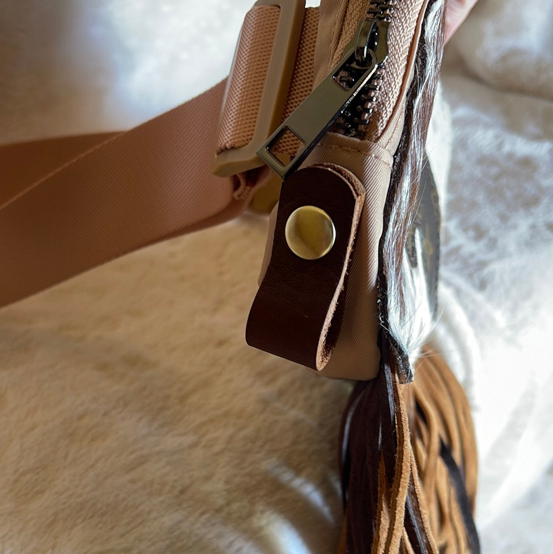 LV Horse belt bag w/ double layer fringe